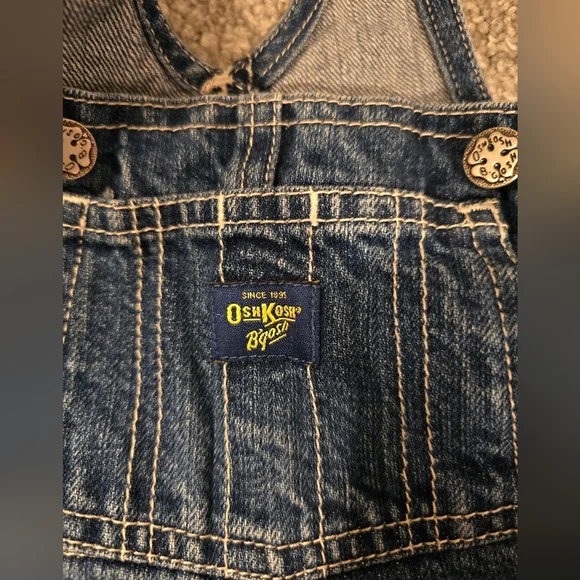 OshKosh B'Gosh Vintage Denim Vestbak Short Overalls Kids Size 12 months - Picture 6 of 10
